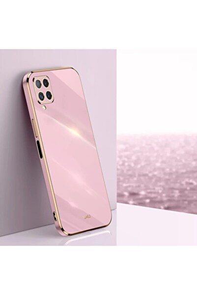 Rivor Samsung Galaxy M32 Uyumlu Kılıf Parlak Kenarlı Altın Işlemeli Kamera Ko...