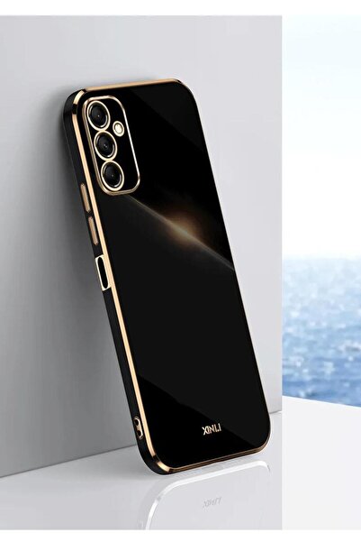 Rivor Samsung Galaxy A14 Uyumlu Kılıf Parlak Kenarlı Altın Işlemeli Kamera Ko...