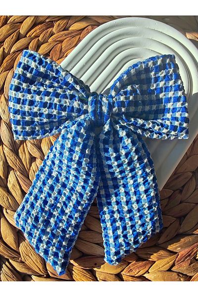İLKYAZ Accessory Checkered Automatic Bow Buckle with Tail