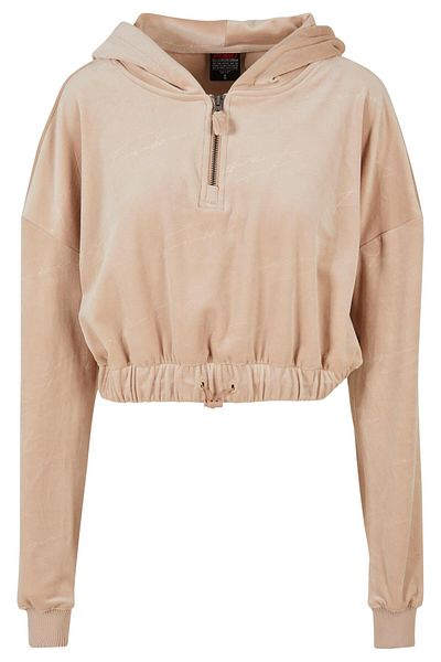 FUBU Damen FW231-014-1 FUBU Signature Allover-Velours-Kurz-Hoodie