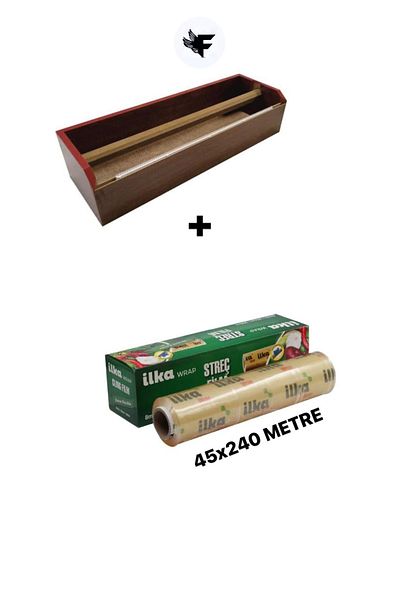 FİGANLAR 1st quality Wood Stretch Film With Stretch Film Cutting Enclosure Box Stretch 30cm.,length 240 Meters