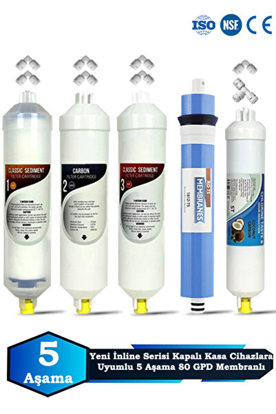 Sumarkt Yeni Seri İnline Kapalı Kasa Su Arıtma Cihazı Uyumlu 5 Aşama 80 GPD S...