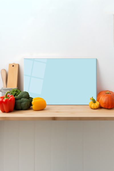 Rosyvien Baby Blue Glass Cutting Board, Silicone Legs, Presentation Cutting C...