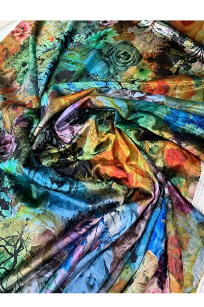 Evimmis Fransız Likralı Janjan Desenli Kadife Kumaş Elbiselik Eteklik Çift En (150 Cm)