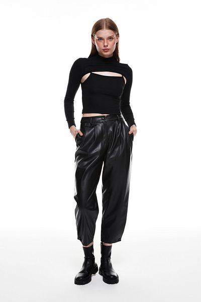 Quzu Two Piece Knitwear Blouse Black
