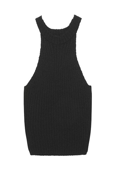 Quzu Tricotat Detaliat Halter Gat Tricot Negru