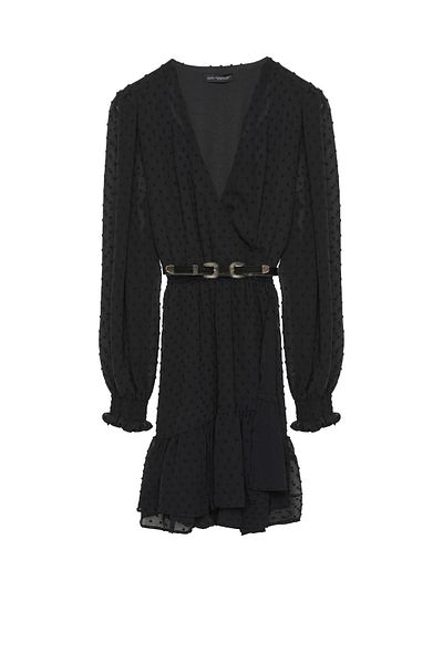 Quzu Rochie mini cu pliuri, cu accesoriu curea neagră