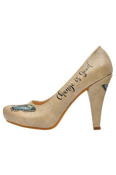 Dogo Pantofi cu toc bej din piele vegană de damă - Schimbarea este un design bun
