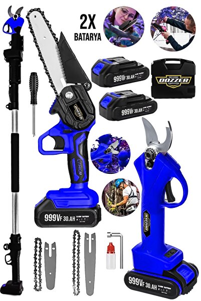DOZZER Garden Serii 2Li Set 999Vf 30Ah 3 Metre Teleskopik  Akülü Dal Kesme Ma...