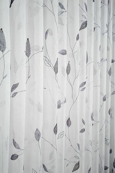 VANESSA PERDE Genuine Linen Printed Gramaged Linen Tulle Curtain - 1/2,5 Pleated Living Room Hall Crown