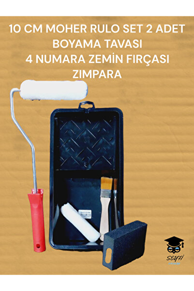 SEYFİKİRTASİYE 10 CM MOHER RULO SET 2 ADET BOYAMA TAVASI 4 NUMARA ZEMİN FIRÇA...