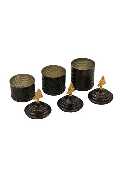 ANTEPSEPETİ Copper Antique 3-Piece Spice Rack