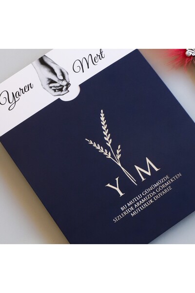 Pixel Davetiye Lacivert - 50-adet - Yaldızlı Davetiye -YENİ-Düğün - Nişan - Kına - Sünnet - Nikah Davetiyesi - 8814