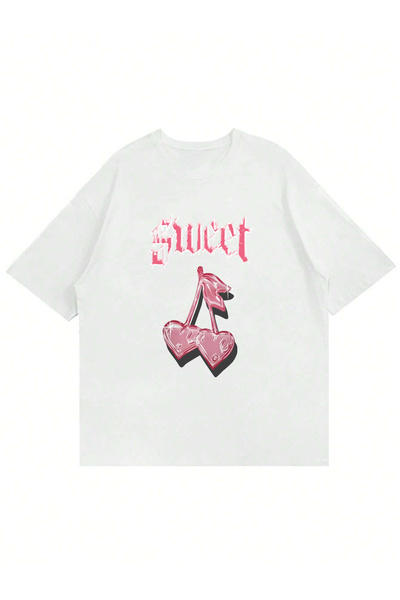 Ginevra تي شيرت كبير الحجم مطبوع برقبة دائرية للجنسين