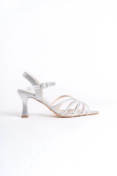 shoecide Pasy Silver Thin Heel Pointed Toe Evening Dress Shoes 8 cm Heel 209