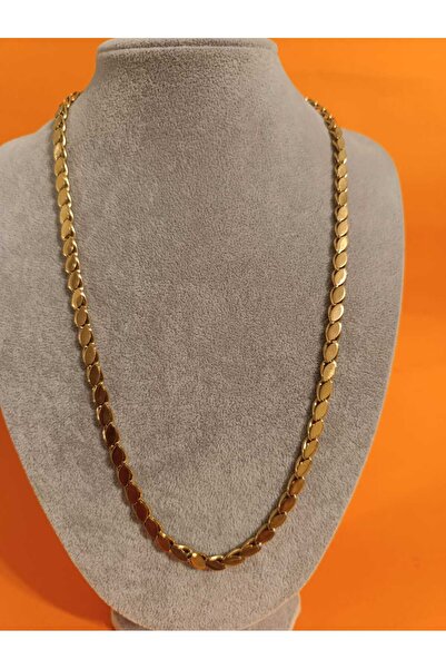 Renna altın kaplama kalın  arpa model uzun kolye