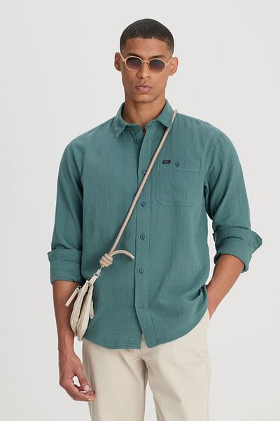 Lee Cămașă 100% bumbac Loose Fit Cămașă pentru bărbați L66N 205295 OT