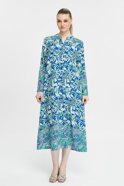 LİKAPA Viscose Shirt Dress - Long Sleeve and Shawl Pattern