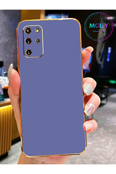 Molly Samsung Galaxy S20 PLUS İçin Petrol Mavisi Kenarları Gold Detaylı Lüks Silikon Kılıf