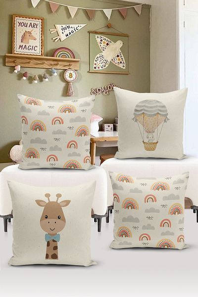 Bertille Home Set of 4 Digital Printed Double Sided Children's Baby Throw Pillow Covers