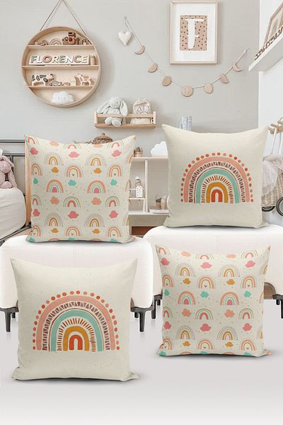 Bertille Home Set of 4 Digital Printed Double Sided Children's Baby Throw Pillow Covers