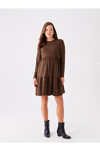 LC Waikiki LCW guler rotund Rochie de maternitate cu mâneci lungi cu model