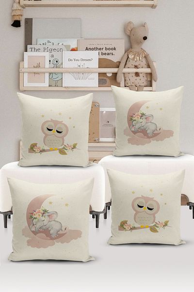 Bertille Home Παιδικό Βρεφικό Σετ Κάλυμμα Μαξιλαριού Ριχτάρι 4 τεμαχίων με ψηφιακή εκτύπωση διπλής όψης (Παιδικό κάλυμμα μαξιλαριού για παιδιά)