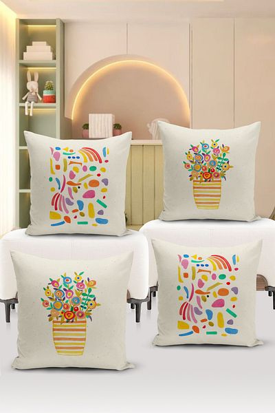 Bertille Home Παιδικό Βρεφικό Σετ Κάλυμμα Μαξιλαριού Ριχτάρι 4 τεμαχίων με ψηφιακή εκτύπωση διπλής όψης (Παιδικό κάλυμμα μαξιλαριού για παιδιά)