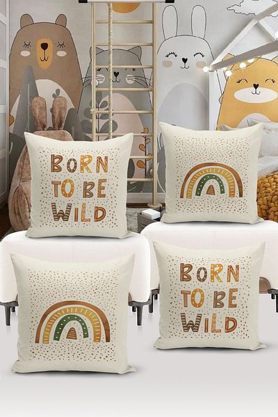 Bertille Home Set of 4 Digital Printed Double Sided Children's Baby Throw Pillow Covers