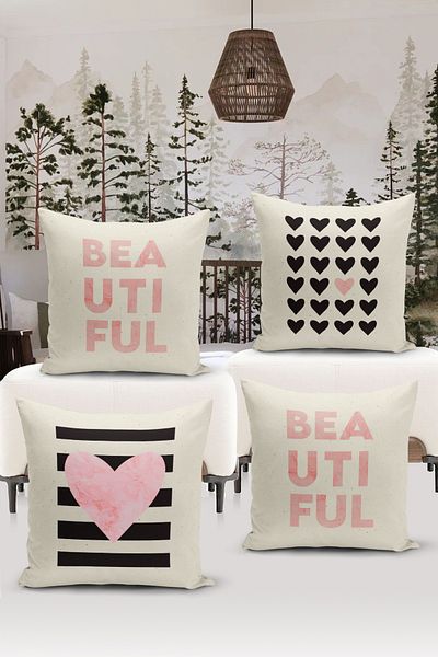 Bertille Home Παιδικό Βρεφικό Σετ Κάλυμμα Μαξιλαριού Ριχτάρι 4 τεμαχίων με ψηφιακή εκτύπωση διπλής όψης (Παιδικό κάλυμμα μαξιλαριού για παιδιά)