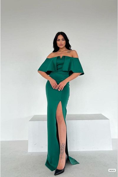 rengamoda Slit Scuba Fabric - Carmen Collar Women's Evening Dress, New Season (Color)