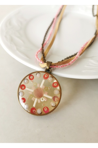 Halley Concept Special Design Handmade Mandala Patterned Epoxy Necklace