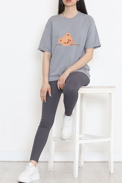 AKSU Dark Gray Double Sleeve Printed T-Shirt - 16533.1567.