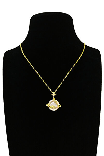 Limezon قلادة من اللؤلؤ والزركون على شكل كوكب