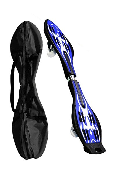 MEDITERIAN Mavi Çantalı Iki Tekerlekli Işıklı Şeytan Kaykayı Tek Ebat Waveboard Dönerli