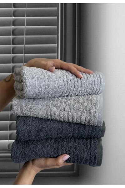 SHAL HOME Shal 4-Piece Corded Towel Set - 100% Cotton Hand and Face Towel