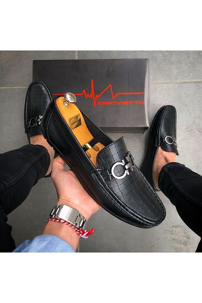Martinetto GENUINE LEATHER BLACK LOAFER DAILY MEN'S SHOES GÇATK030424