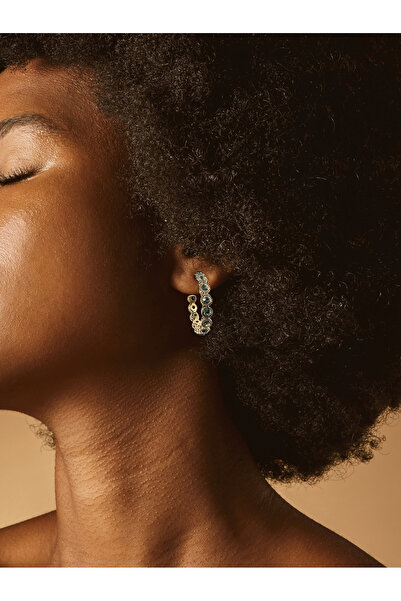 FAYRA ACCESSORIES Black Diamond Taşlı Su Yolu Halka Küpe