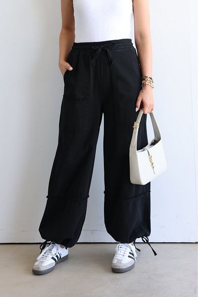 Suzi butik WOMEN'S ANKLES STRAPPED DETAIL GABARDIN PALAZZO PANT 4S3721