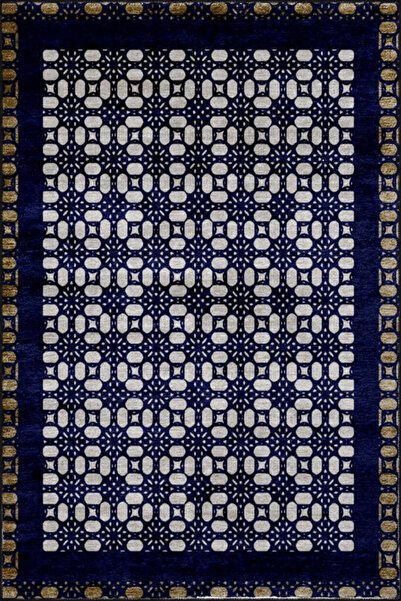 Rugs Modern Halı Covor decorativ modern cu model noduri, albastru și negru 4466