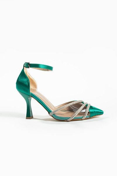 DUXAL SHOES Pantofi cu toc cu detaliu din piatră din satin Wendy