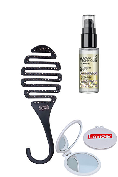 AVON Detangling Hair Comb + Shine Hair Serum 30ml + Lovider Pocket Mirror