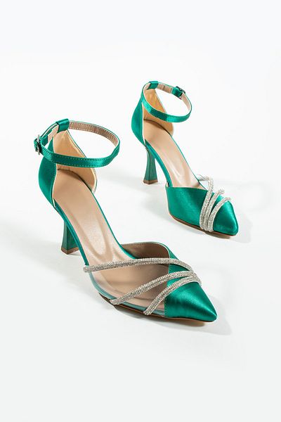 DUXAL SHOES Pantofi cu toc cu detaliu din piatră din satin Wendy