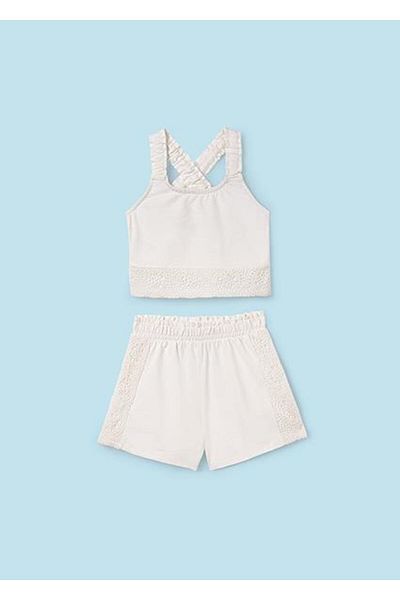 MAYORAL Set pantaloni scurți crem pentru fete 06275-064