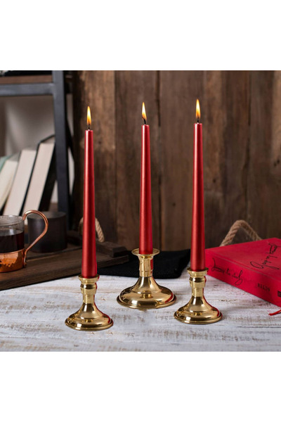Candleaire 3 lü Kırmızı Varaklı Şamdan Mumu