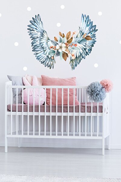 KanvasSepeti Комплект цветни стикери за стена със сини ангелски крила