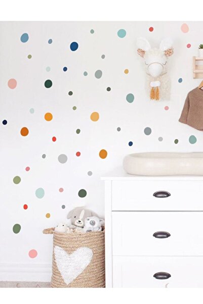 KanvasSepeti مجموعة ملصقات حائط منقطة بألوان الباستيل