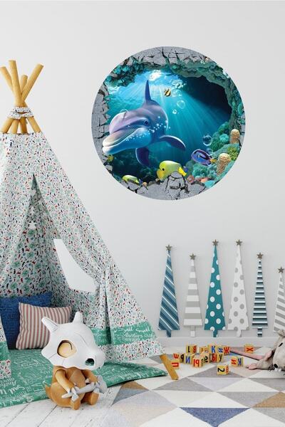 KanvasSepeti Autocolant de perete submarin delfin