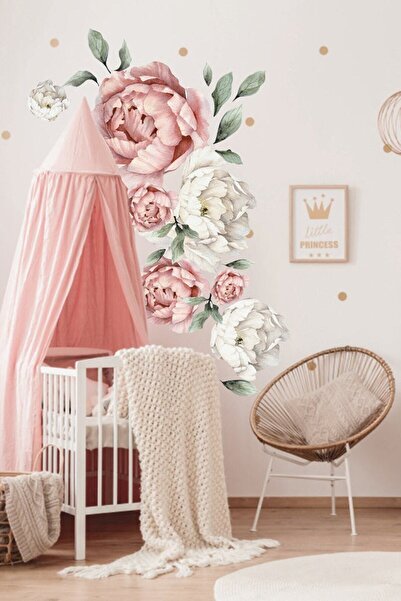 KanvasSepeti Peony Soft Peonies Wall Sticker Set