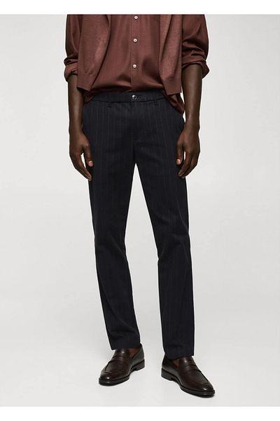 MANGO Man Slim Fit Cotton Thin Striped Trousers